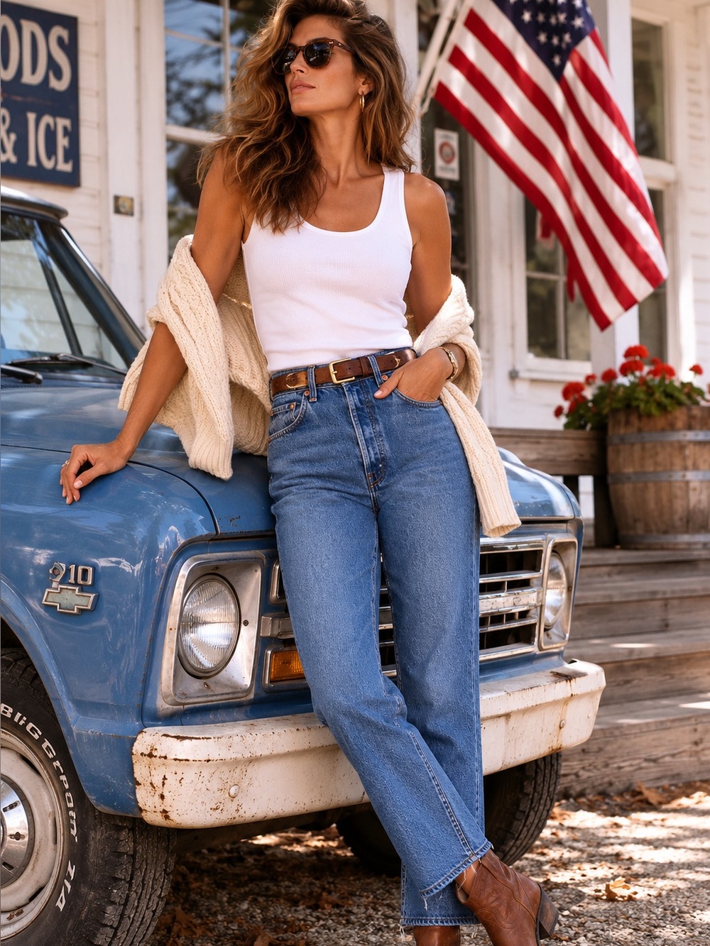LEVI'S Ribcage Medium Wash Distressed Straight Classic Americana Ankle Jeans, 27